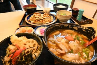 那須の旅「道の駅 湯の香しおばら(アグリパル塩原)」そば団子汁のランチ＆牛乳ジェラート　