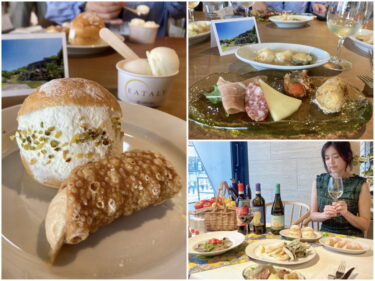 イータリーで新島食材の南イタリア料理！新島しおさい塩のドルチェや新島ガラス皿のアンティパストミスト