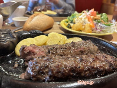ブロンコビリーで炭焼きがんこハンバーグ!熱々、ジュワジュワの粗びき肉 サラダバー付きでブッフェのボリューム