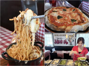 苫小牧のイタリアン「ノヴィータ」でチーズのび～タ！チーズパスタ＆薪焼きピザ　サラダバー＆コーヒーゼリー、ドリンク付きのお得ランチ