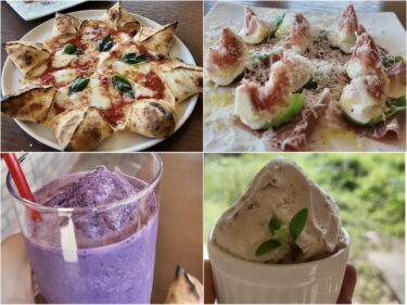 「500℃ pizza」阿蘇の山の中で熱々ピザを頬ばる！ユニークな星形ピザ、赤牛カルパッチョに季節の逸品